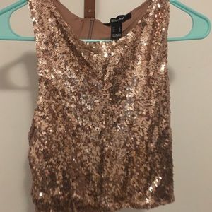 Rose gold racer back sequin top